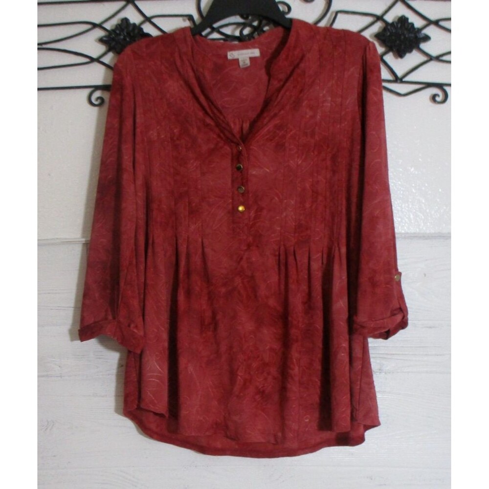 Cato Knit Top Women's Size 1X Rust Long Sleeve Round Neck